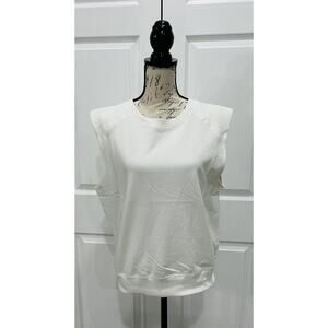 Young Broke Fabulous NWOT White Sleeveless Sweatshirt Top Fleece Lined Medium